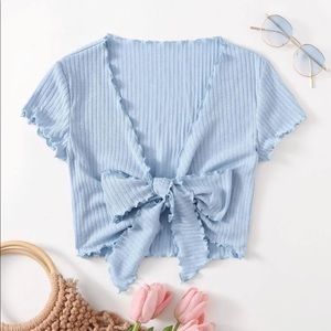 Tie front lettuce trim top NWOT